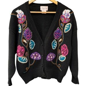 vintage cardigan with funky embroidered details, large